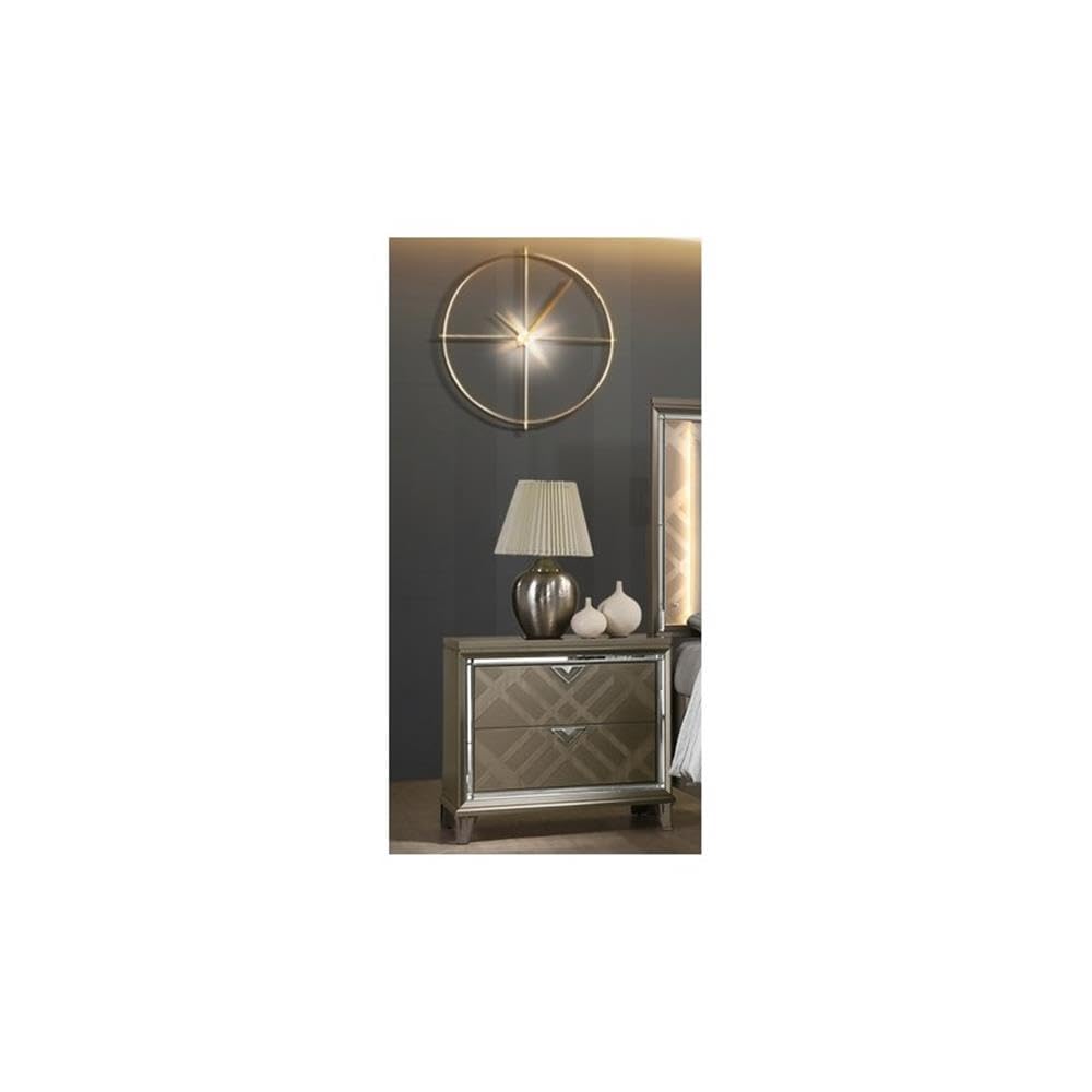 Best Quality Furniture New York Nightstand, Majestic Gold